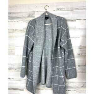Lumiere by Anthropologie women's M gray plaid cardigan sweater duster long